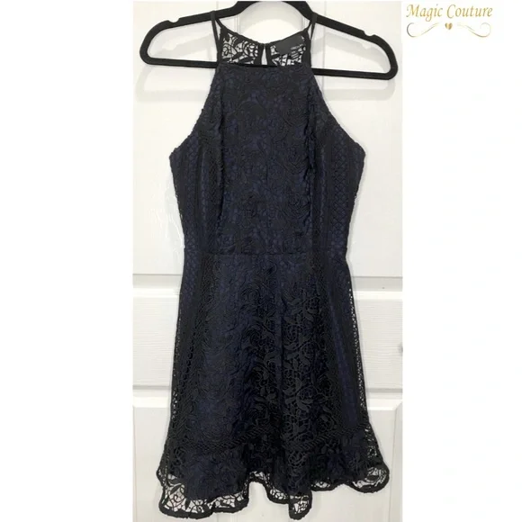 greylin lace anthropologie blue dress Greylin Anthropologie Blue Silk Dress